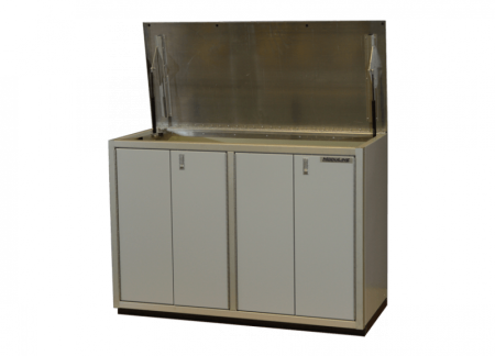 Custom Aluminum Cabinet with Recycle Bins