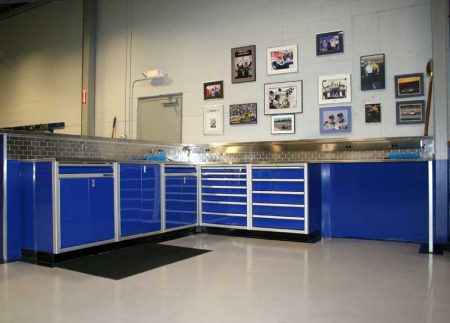 Moduline Blue Garage Workbench with Power Grid
