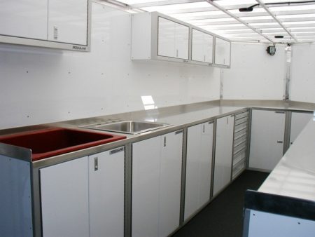 Moduline PROII™ Aluminum Cabinets And Countertop With Sinks In Trailer