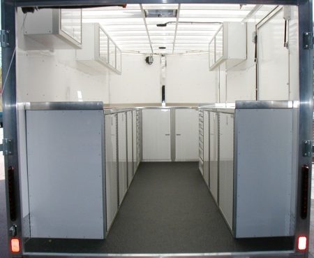 Moduline PROII™ Aluminum Cabinets in a V-Nose Trailer 2