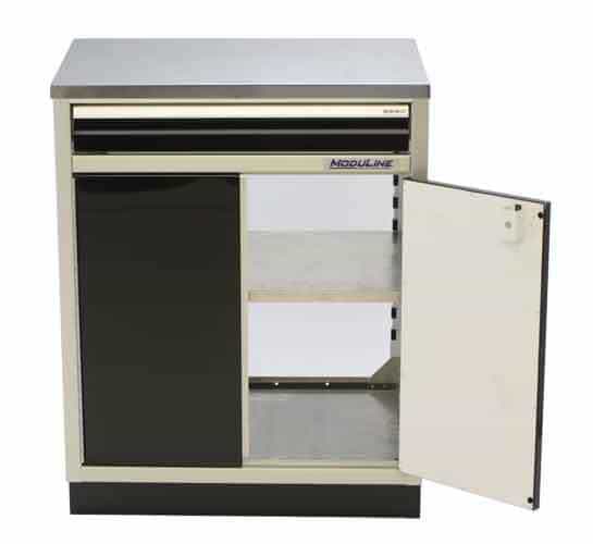 Open Aluminum Base Cabinet with Top Drawer