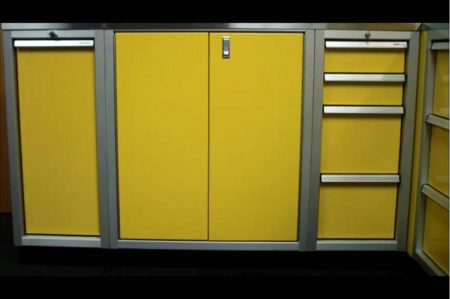 Yellow Base Aluminum Cabinets for Garage Video