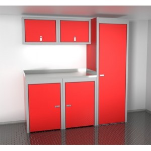 Sportsman trailer cabinets red with closet