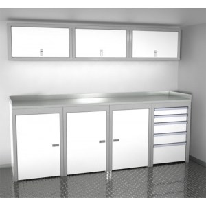 Sportsman trailer cabinets 8 feet wide white with tool box
