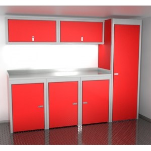 Sportsman trailer cabinets 8 feet wide red with closet