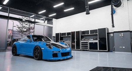 Black Garage Cabinets Matching Porsche