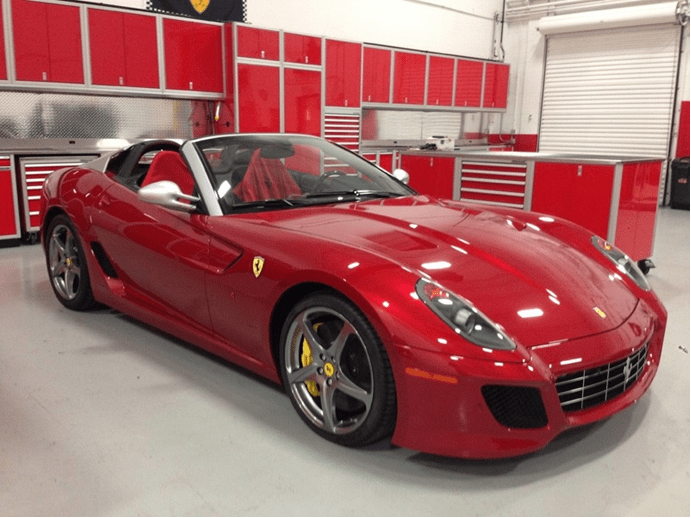 Red Aluminum Garage Cabinets Matching Ferrari