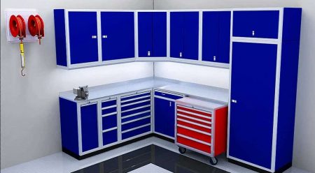 Blue Metal Aluminum Garage and Shop Cabinets