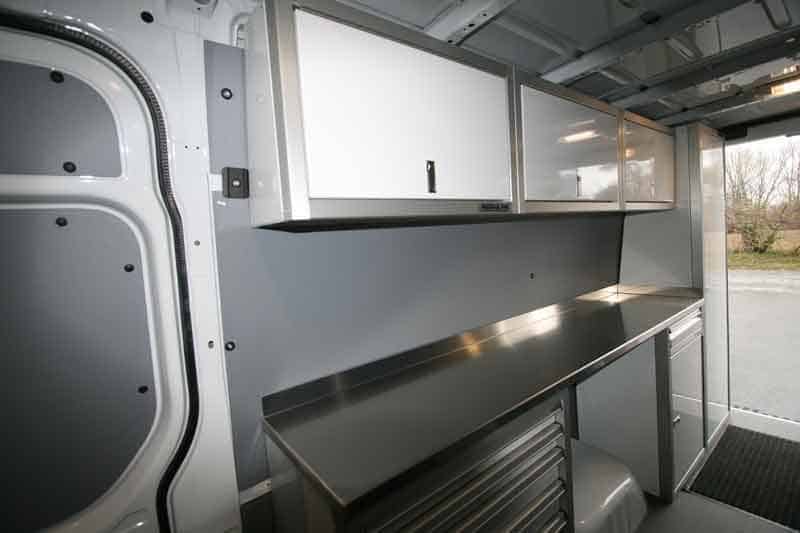 Storage in Overhead Cabinets in Trailer Vehicle 