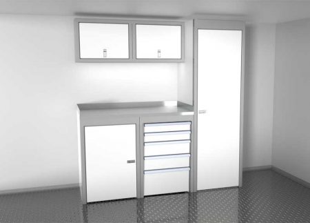 White 6' Wide Sportsman II™ Trailer and Vehicle Aluminum Cabinet Combination #SPTC006-060