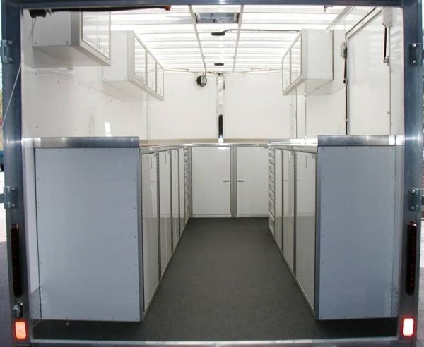 V Nose Trailer Storage And Organization   PROII™ Series V Nose Trailer Cabinet Combination Design 600x492 