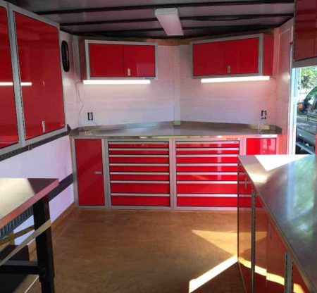 PROII™ SERIES Cabinets in a V-Nose Trailer