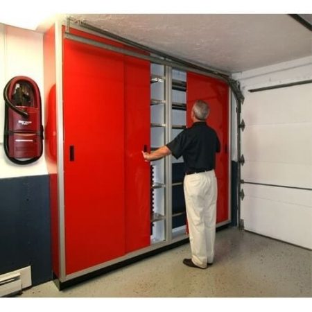 Red-space-saver-closets-in-garage