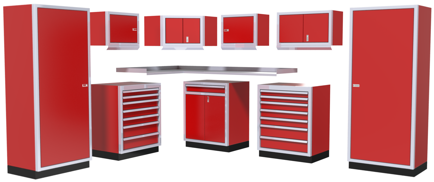 Red Moduline ProII premium garage storage system