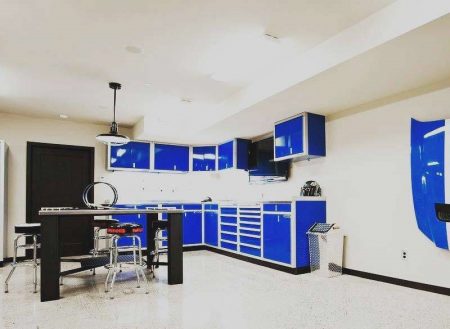 Moduline Blue Military-Grade Aluminum Cabinets in Workshop