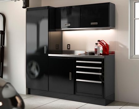 Black Select series cabinet inside home garage