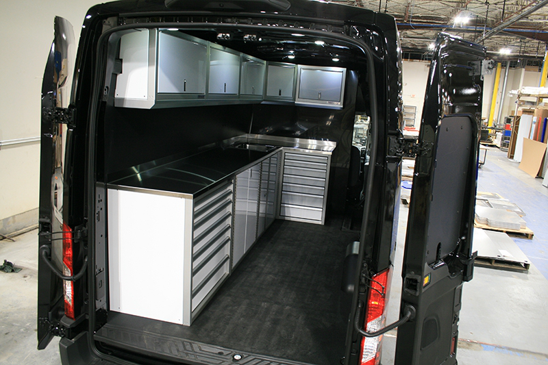 Ford Transit Van Upfit with White Cabinets