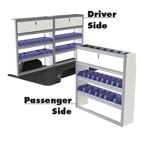 Upfit™ Series Aluminum Van Storage Package 120" Wide (Driver) & 60" Wide (Passenger) #UP12060-04