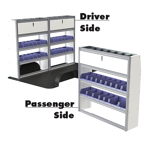 Upfit™ Series Aluminum Van Storage Package 96" Wide (Driver) & 60" Wide (Passenger) #UP9660-04