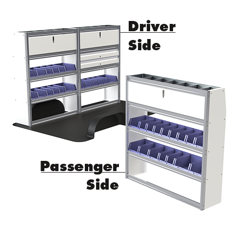 Upfit™ Series Aluminum Van Storage Package 96" Wide (Driver) & 60" Wide (Passenger) #UP9660-05