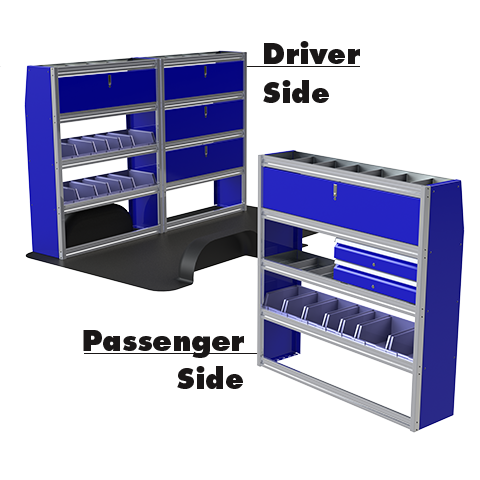 Upfit™ Series Aluminum Van Storage Package 96" Wide (Driver) & 60" Wide (Passenger) #UP9660-06
