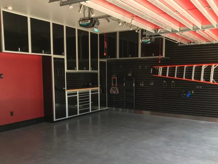 Garage Maximizing Storage with Large Overhead Cabinets