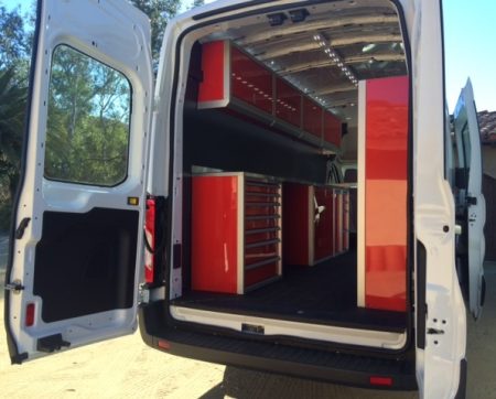 Sprinter Van With Red Moduline Aluminum Cabinets