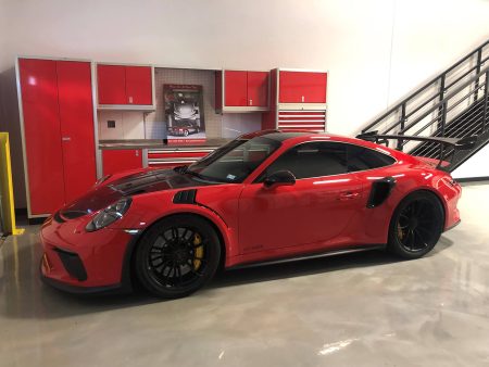Red Moduline Garage Cabinets with Porsche
