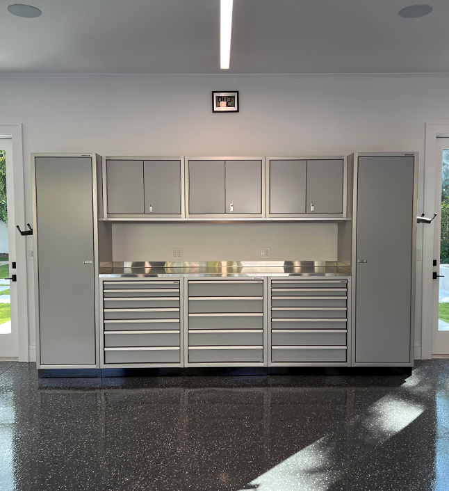 Residential space with gray Moduline cabinets